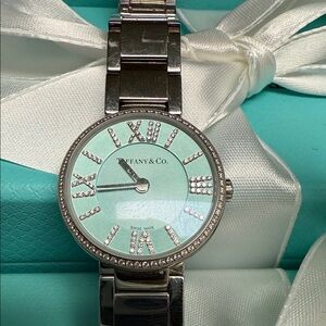 Tiffany & Co. Silver Watch with Aqua Dial